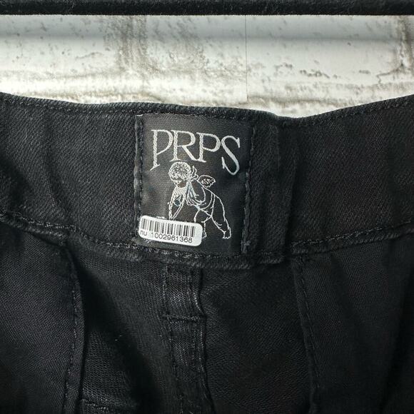 PRPS Jeans Camaro Skinny Mid Rise Zip Fly Zipper Denim Pants Black Silver 31 - Picture 3 of 7